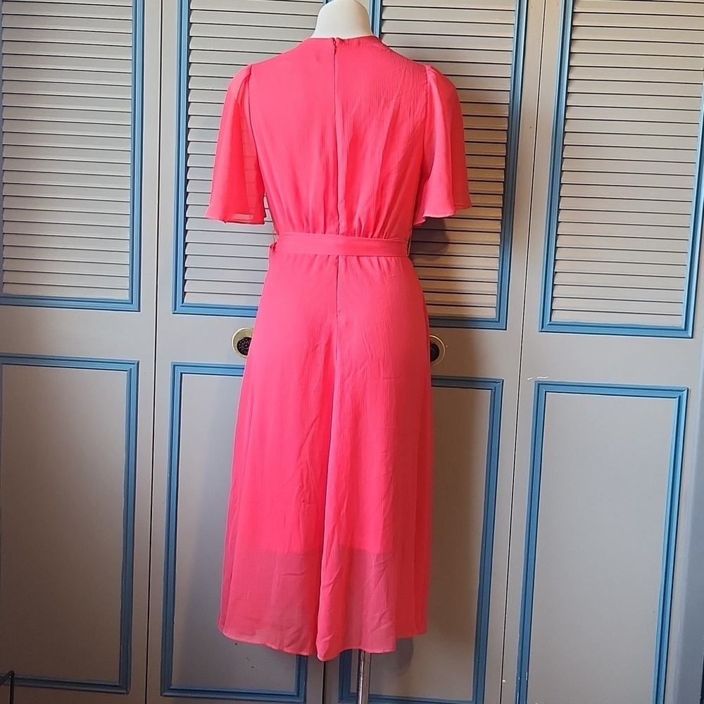 DKNY Pink Wrap Style Dress with Flowy Sleeves - Picture 8 of 12